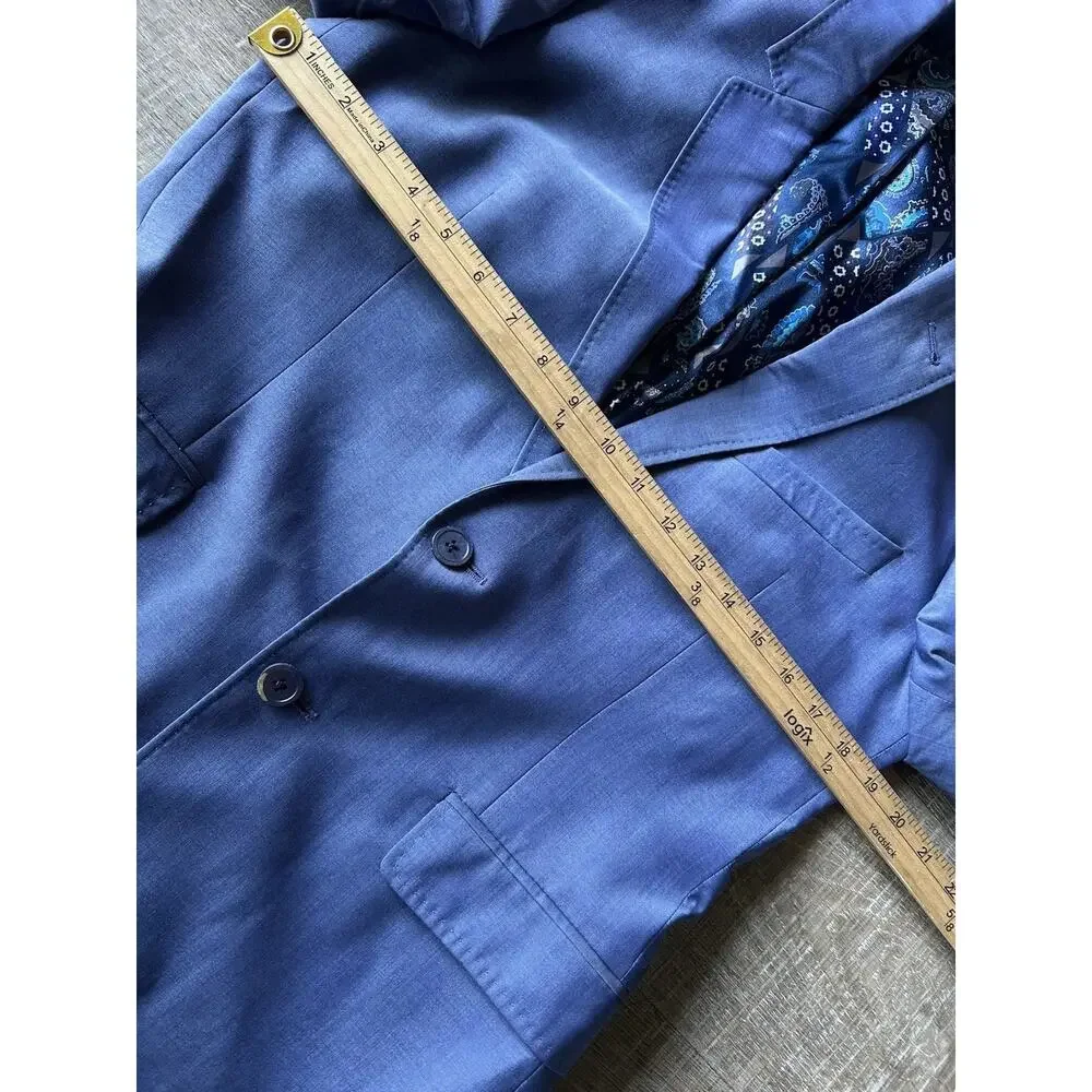 Ted Baker London Sport Coat Mens 38R Blue Wool Blazer Paisley Lining Jacket EUC